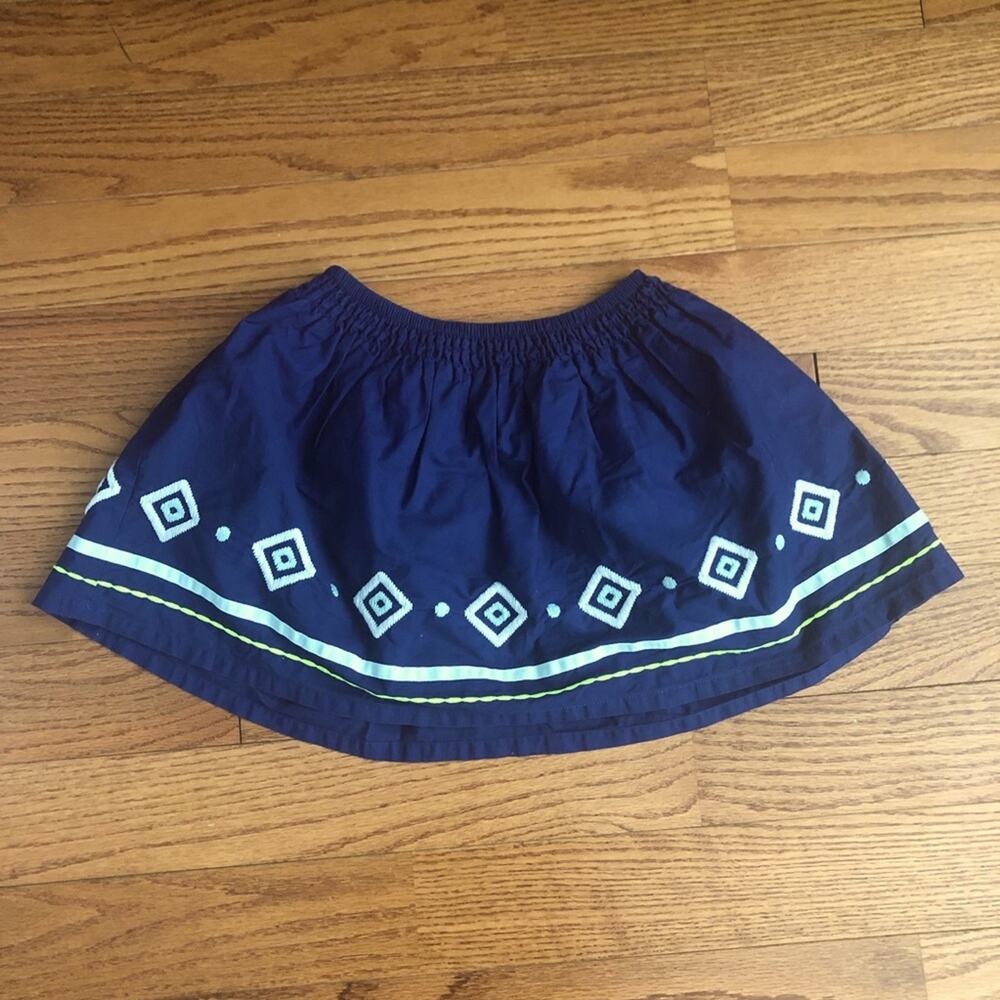 Gymboree Embroidered A-Line 100% Cotton Casual Navy Blue Skirt Girl’s Size 8